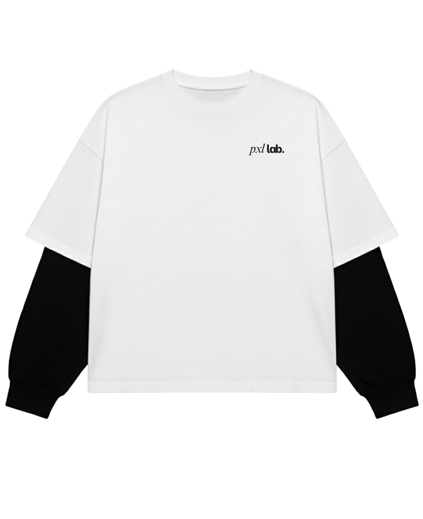White With Black Sleeve Oversized Tee Front Design