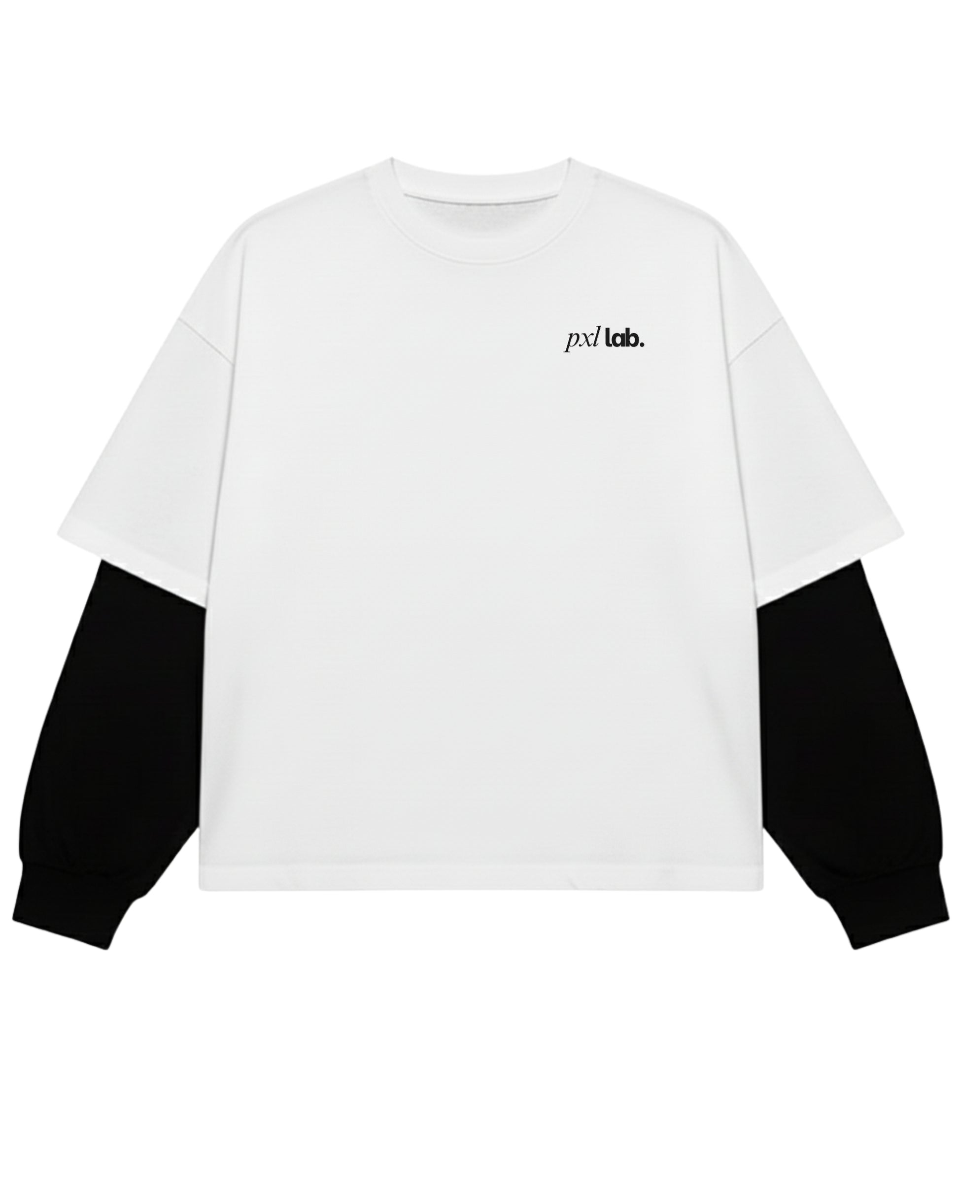 White With Black Sleeve Oversized Tee Front Design