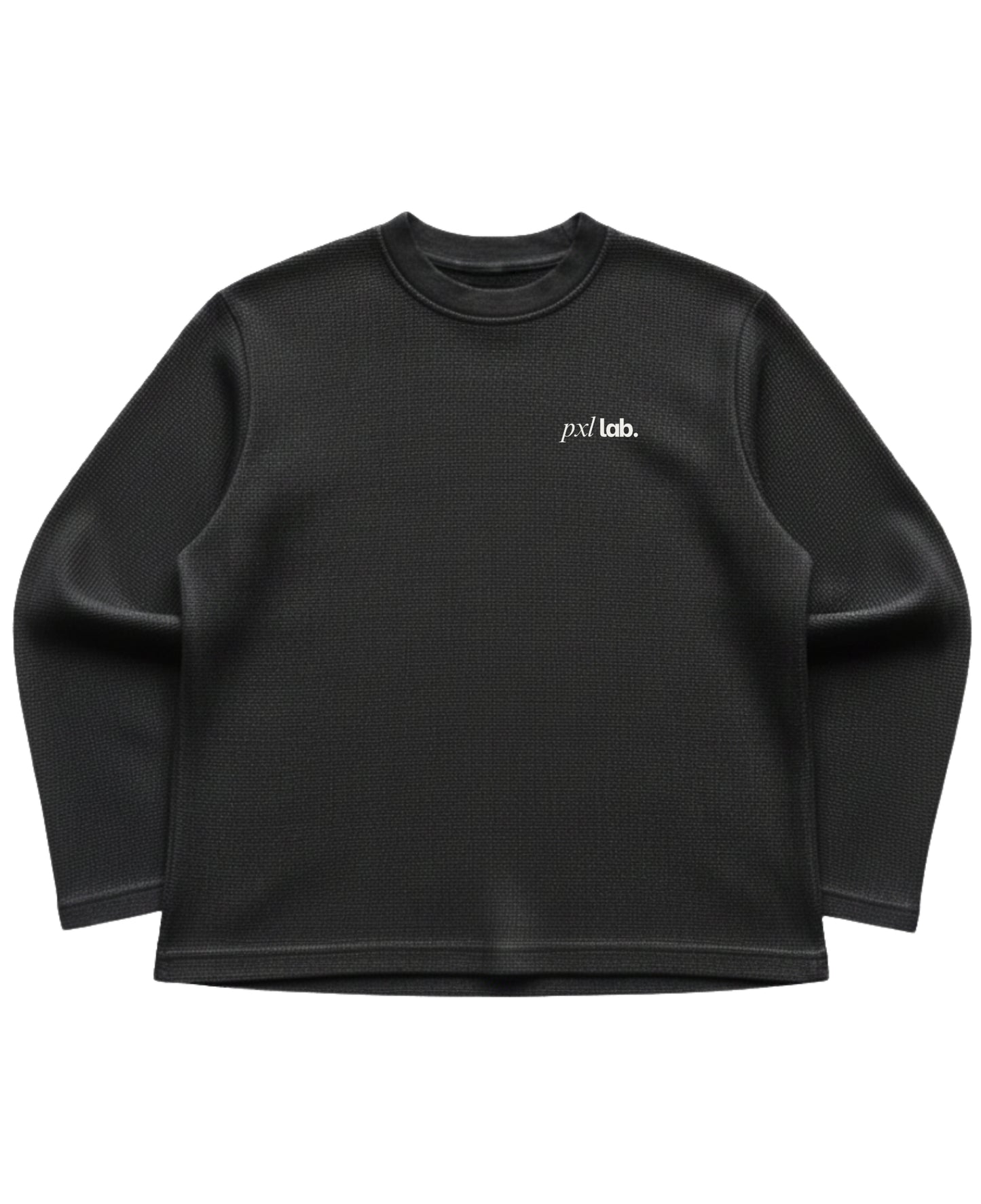 Black waffle knit oversized full-sleeve Front Design