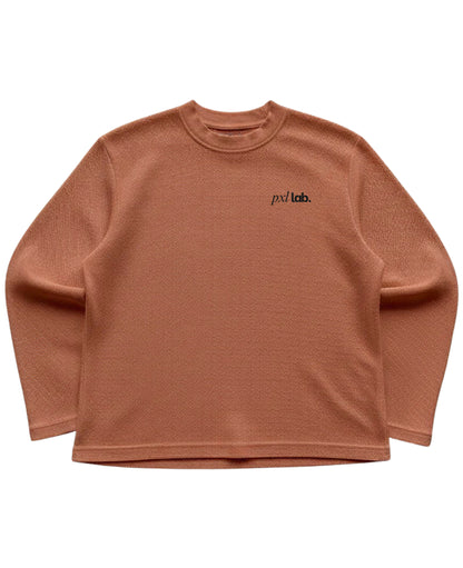 Brown waffle knit oversized full-sleeve Front Design