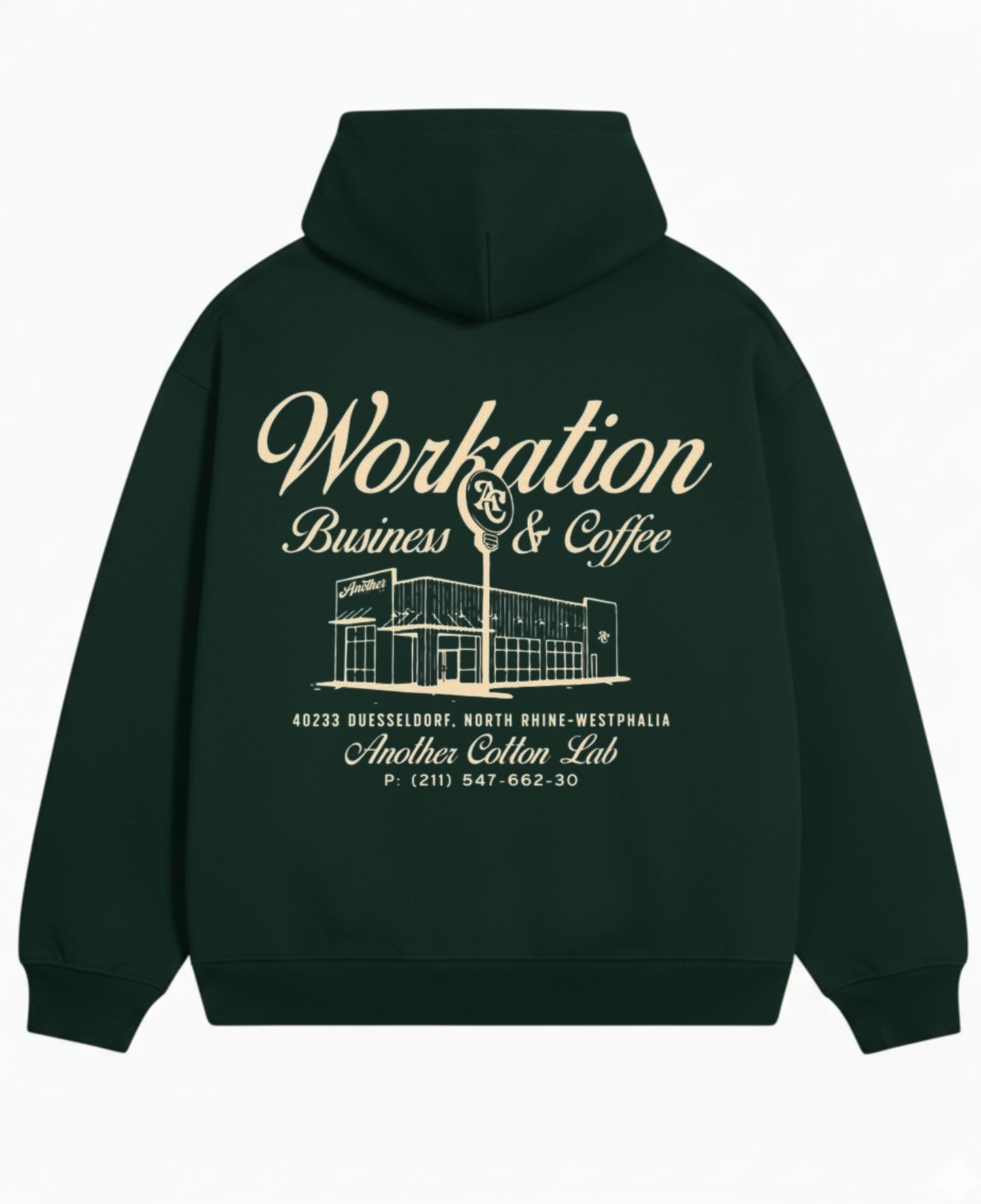 Bottle Green Oversized Hoodie Back Design