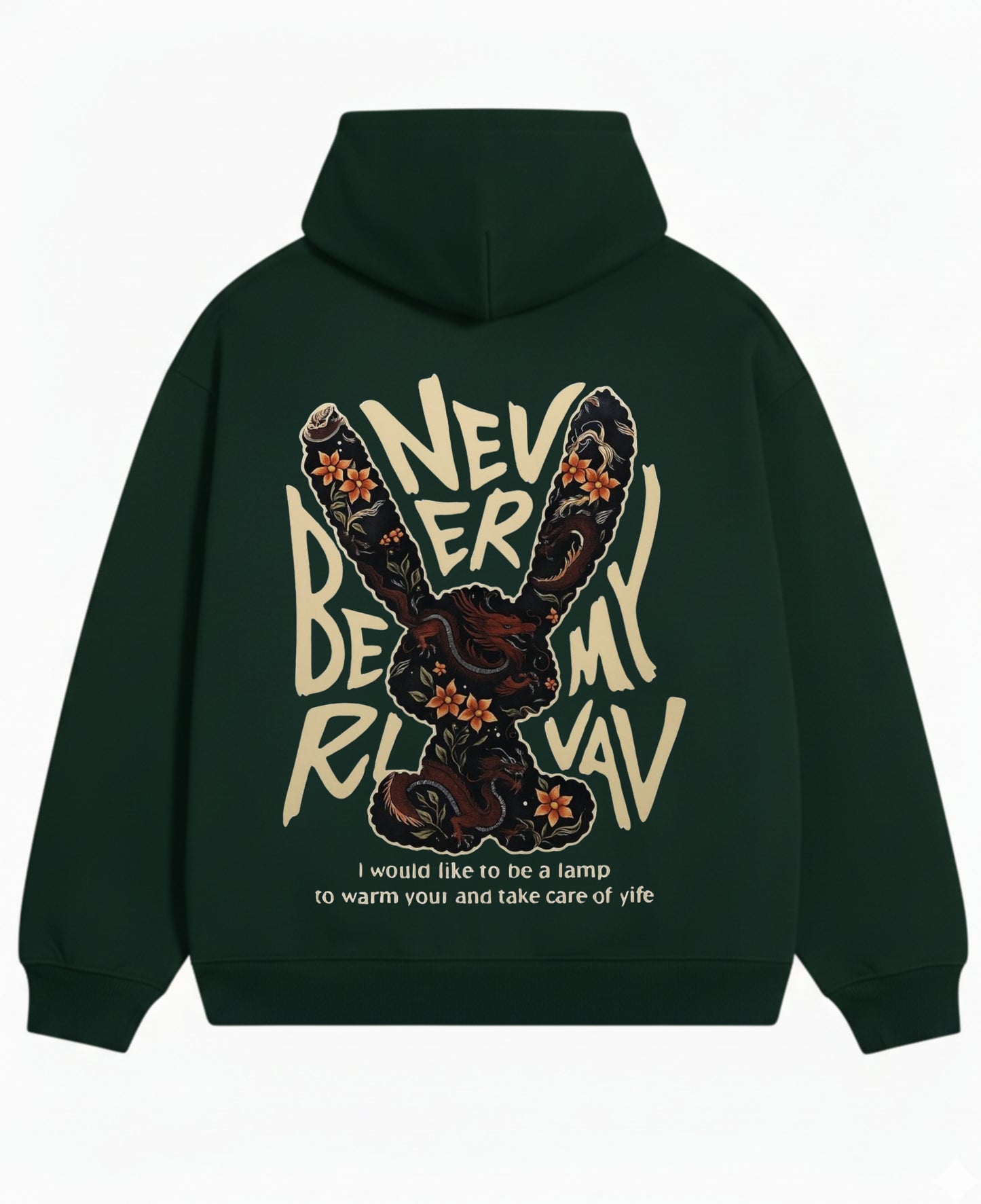 Bottle Green Oversized Hoodie Back Design