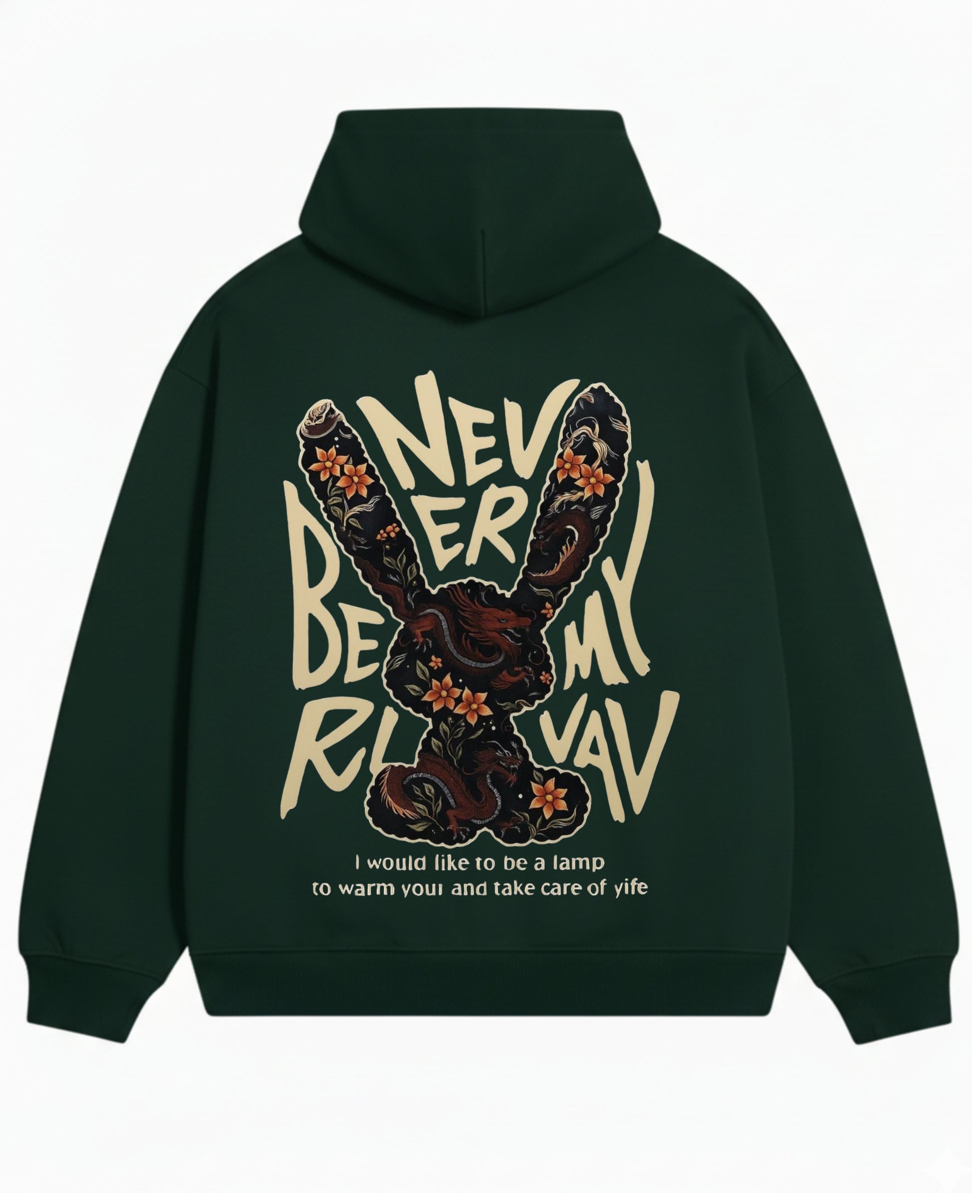 Bottle Green Oversized Hoodie Back Design