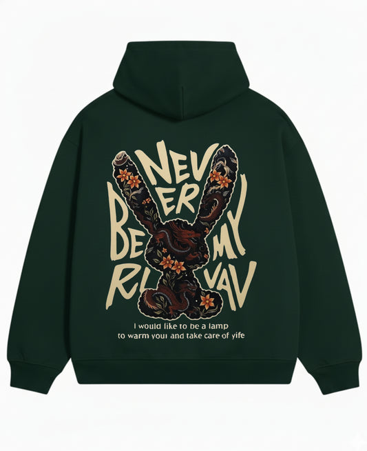 Bottle Green Oversized Hoodie Back Design