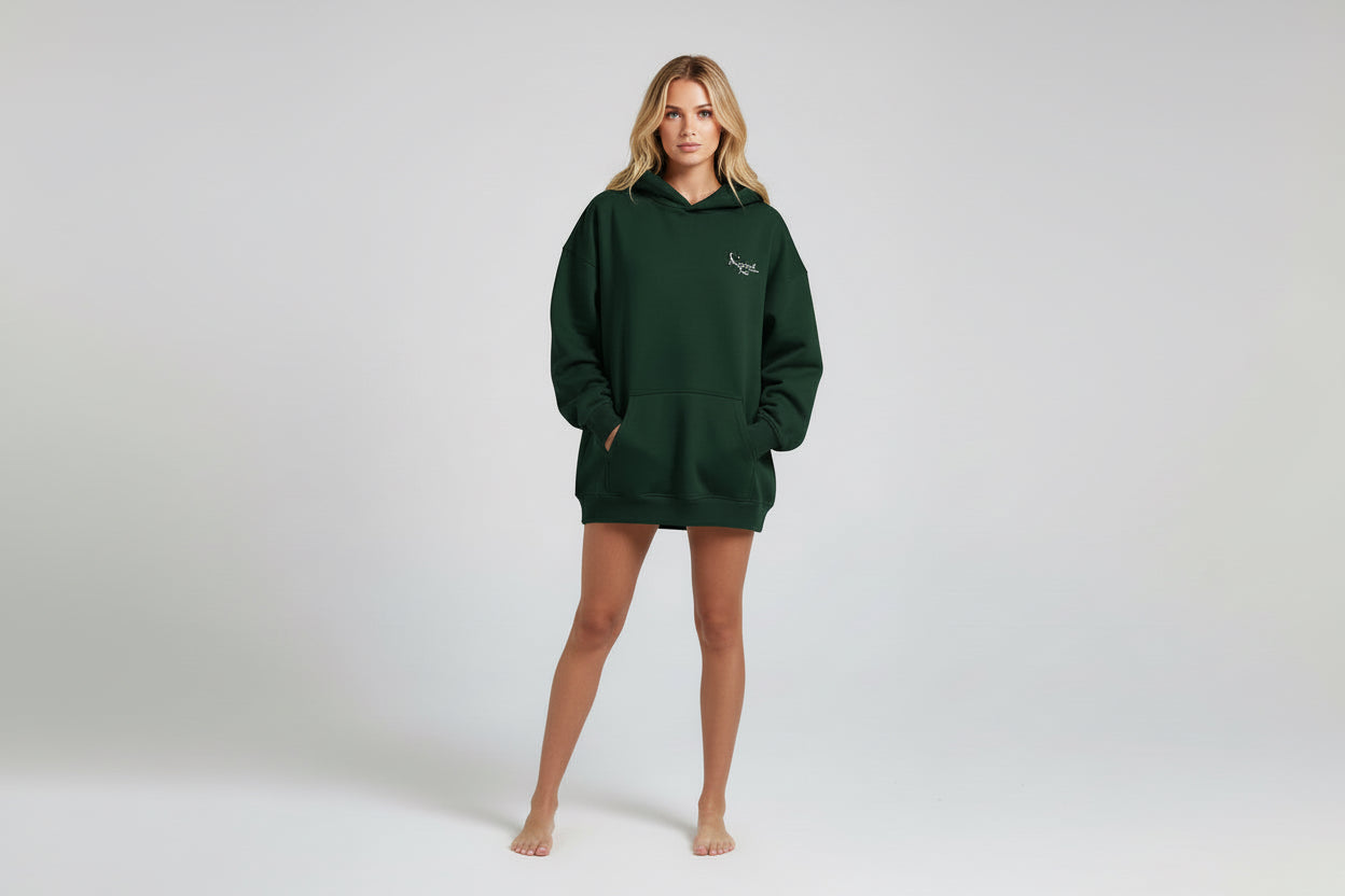 Bottle Green Oversized Hoodie Front Design